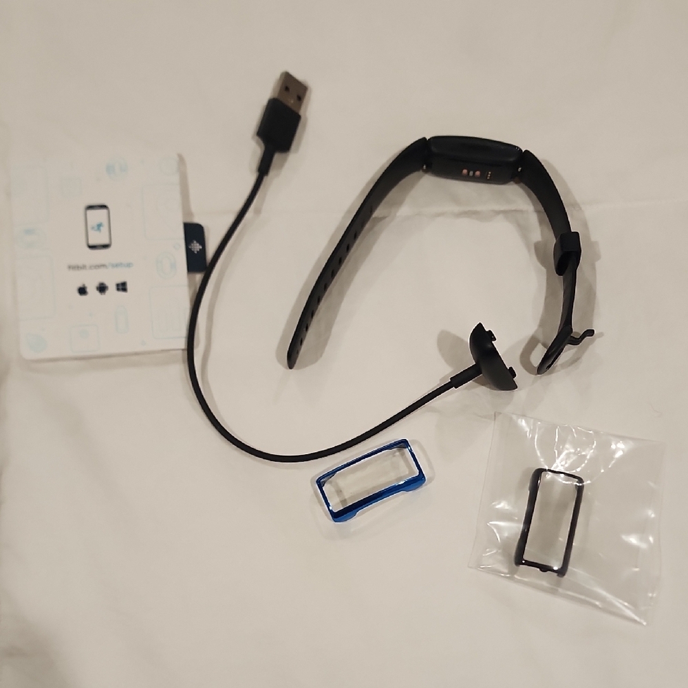 Fitbit Black Fitness Tracker with Blue Accessory